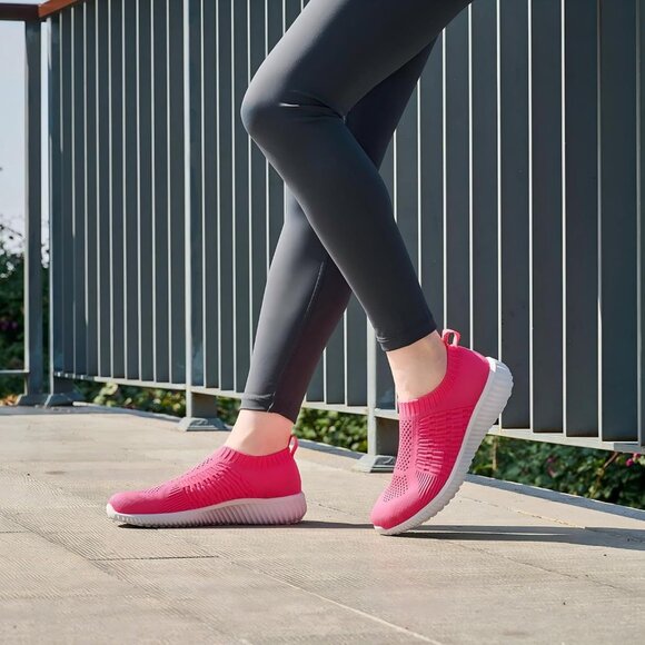 Women's Rosy Athletic Walking Casual Mesh-Comfortable Tennis Workout Sneakers - Picture 3 of 6